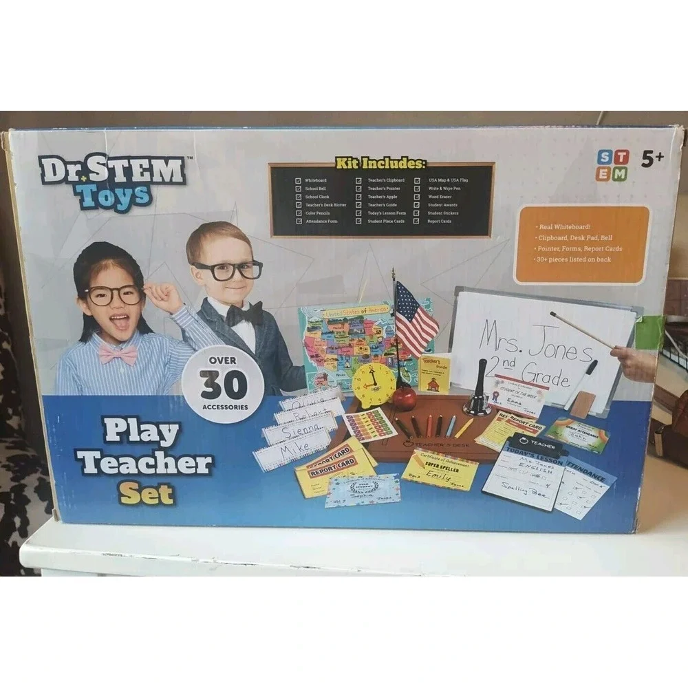 Dr.‎ STEM Toys | Play Teacher Role-Play Set Includes Reusable White Board, Bell